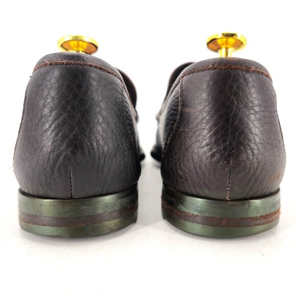 Allen Edmonds Italy Firenze Dress Shoes Men 9 Brown Pebble Grain Calf Bit Loafer - Picture 6 of 13